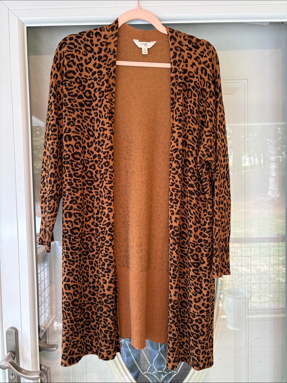 Terra & Sky Leopard Print Open Cardigan - Brown & Black